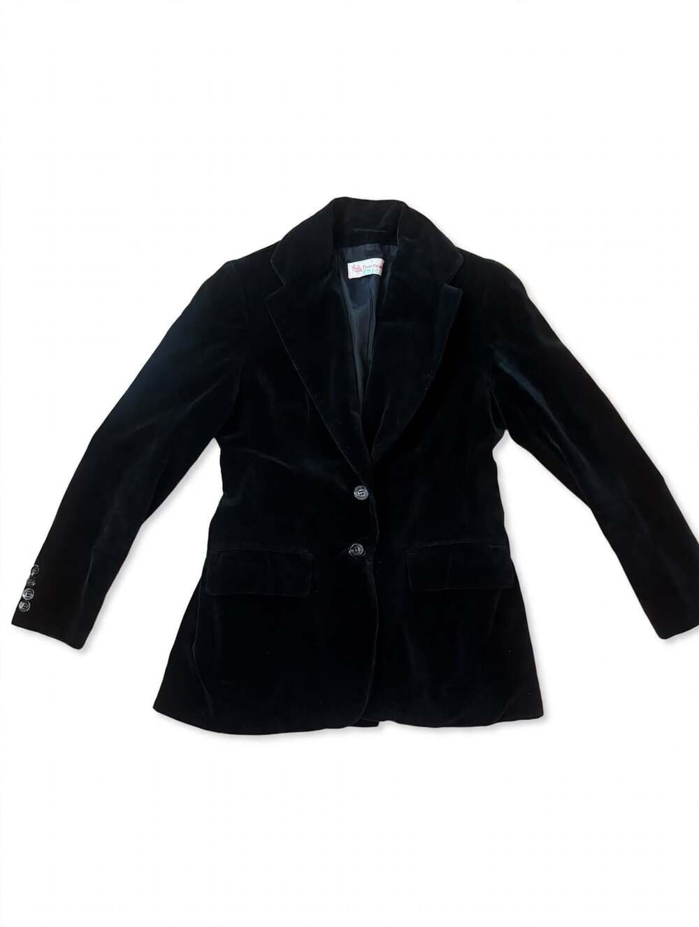 Vintage Evan-Picone Black Velvet Blazer Women Small Tuxedo Shawl Collar Jacket